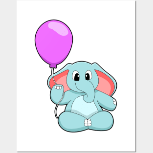 Elephant with Balloon Posters and Art